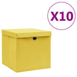 Vidaxl lagringslådor med lock 10 st 28x28x28 cm gul