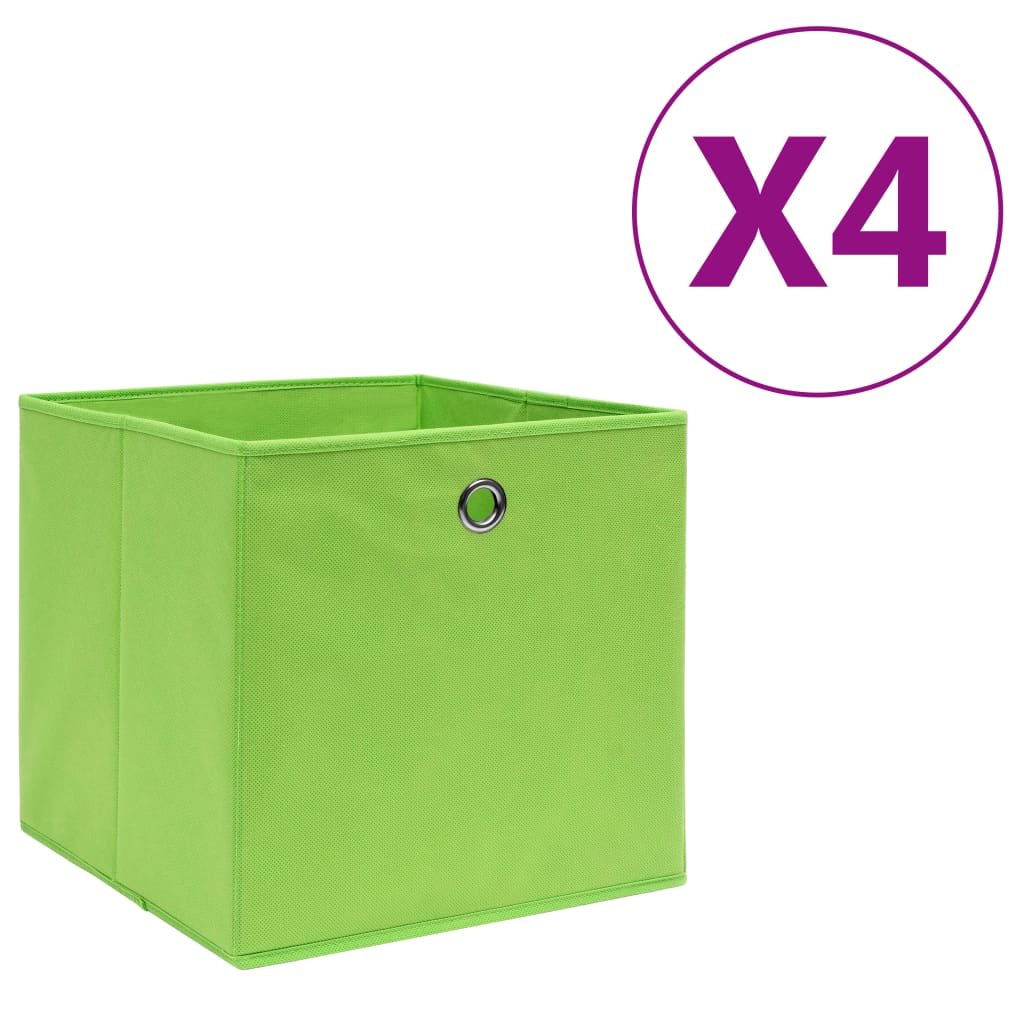 Vidaxl Storage boxes 4 pcs 28x28x28 cm Nonwoven Fabric Green