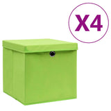 Scatole di archiviazione Vidaxl con coperchio 4 PC 28x28x28 cm verde