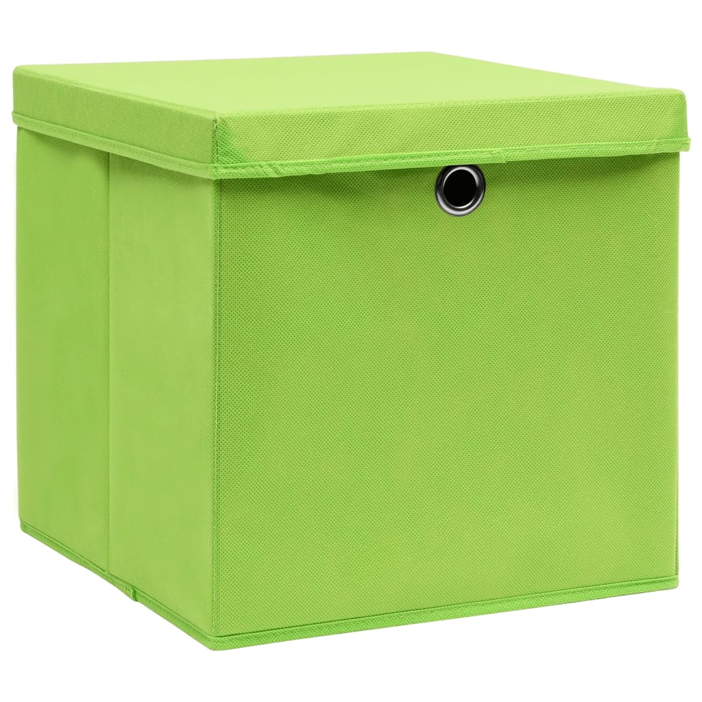 Vidaxl storage boxes with lid 10 st 28x28x28 cm green