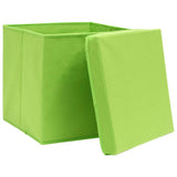 Vidaxl storage boxes with lid 10 st 28x28x28 cm green