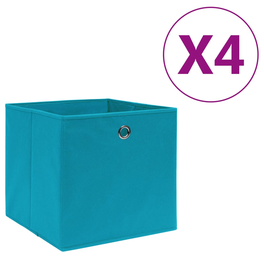 Vidaxl storage boxes 4 pcs 28x28x28 cm nonwoven fabric baby blue