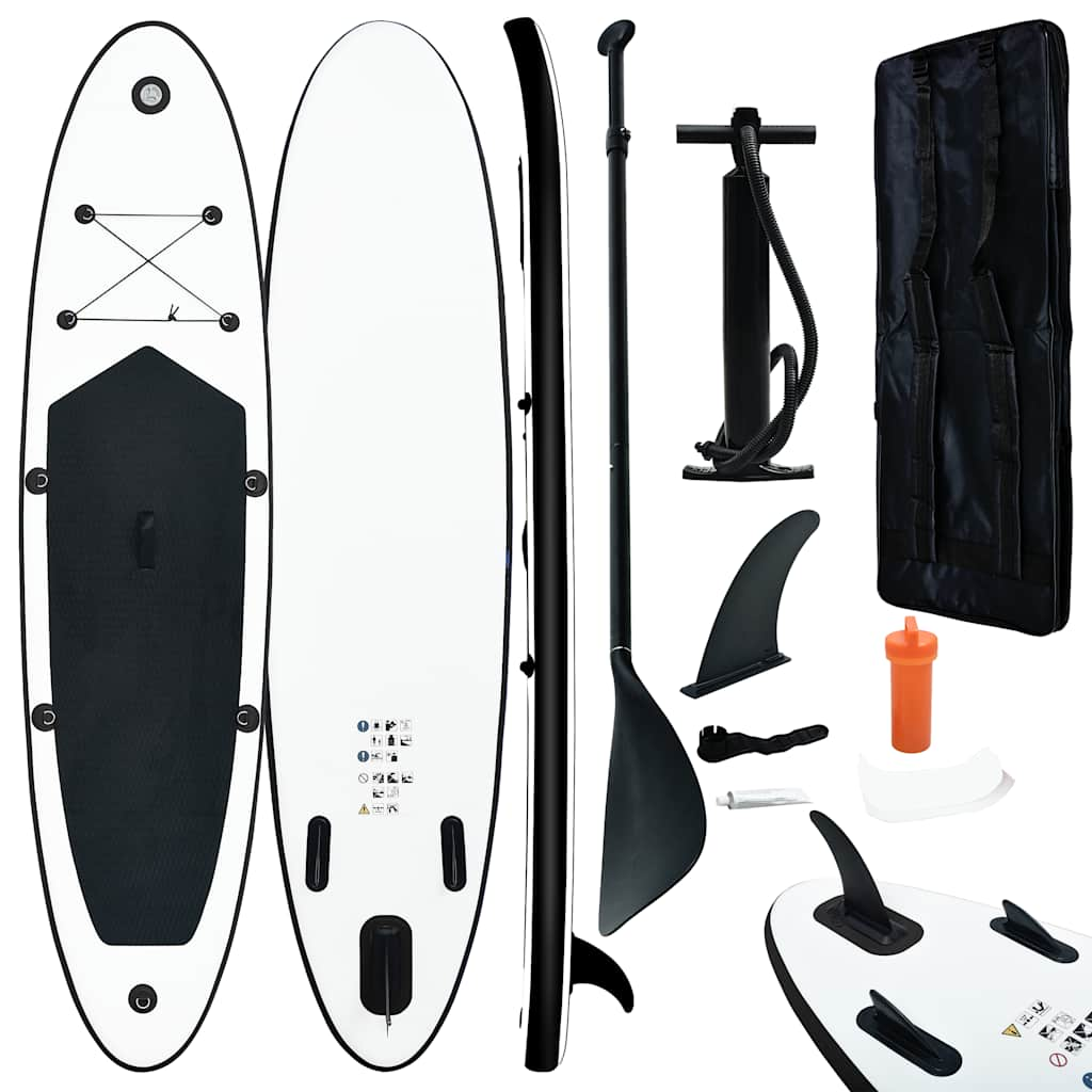 Vidaxl Stand Up Paddleboard set napihljivi črno -beli