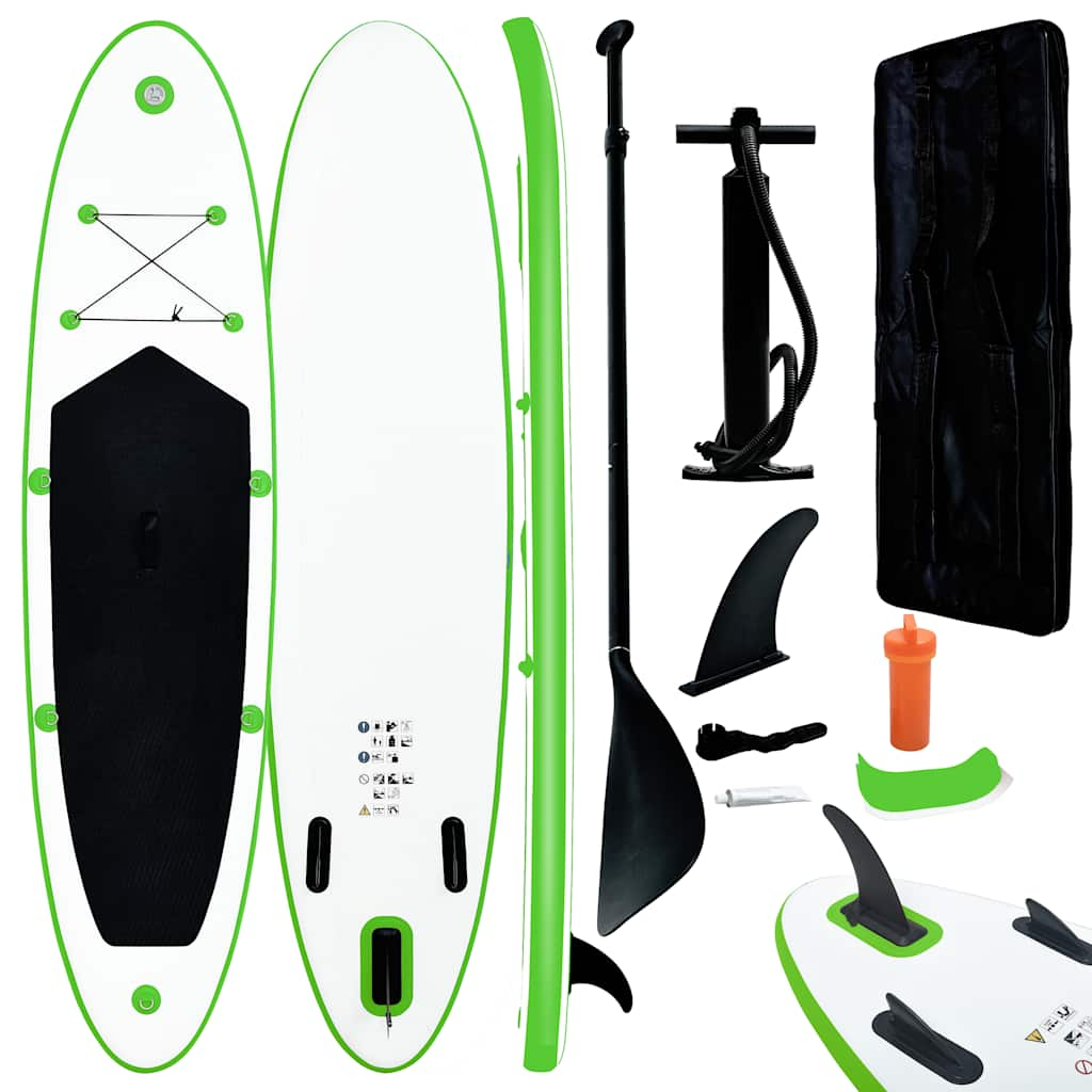 Vidaxl Stand-Up Paddleboard Green et blanc gonflable