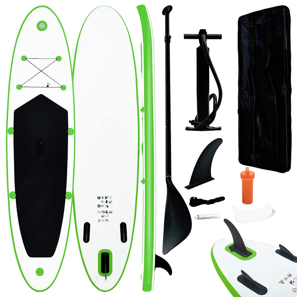 Vidaxl Stand Up Paddleboard set napihljivo zeleno in belo