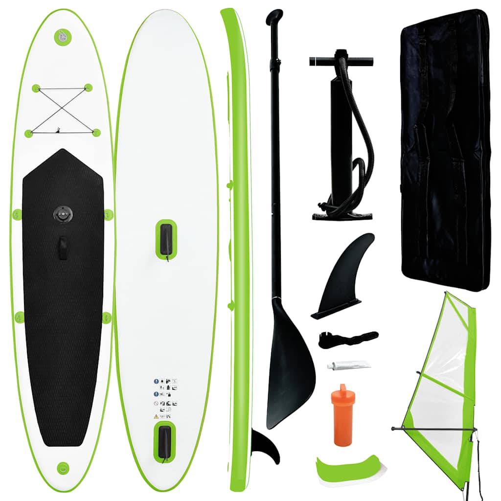 Vidaxl Stand Up Paddleboard aufblasbar mit Segelset grün und weiß