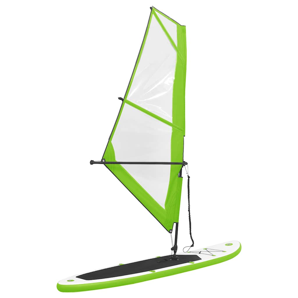 Vidaxl Stand Up Paddleboard inflable con set de vela verde y blanco