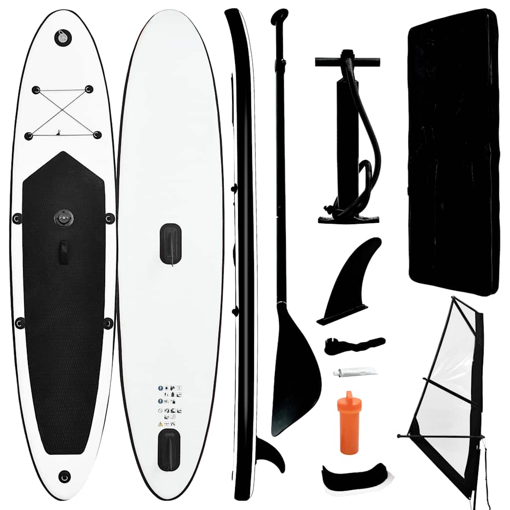 Vidaxl Stand Up Paddleboard inflable con set de vela en blanco y negro