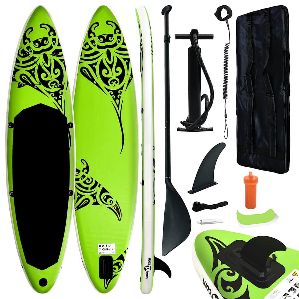 Vidaxl Stand Up Paddleboard Set Inflable 320x76x15 cm verde