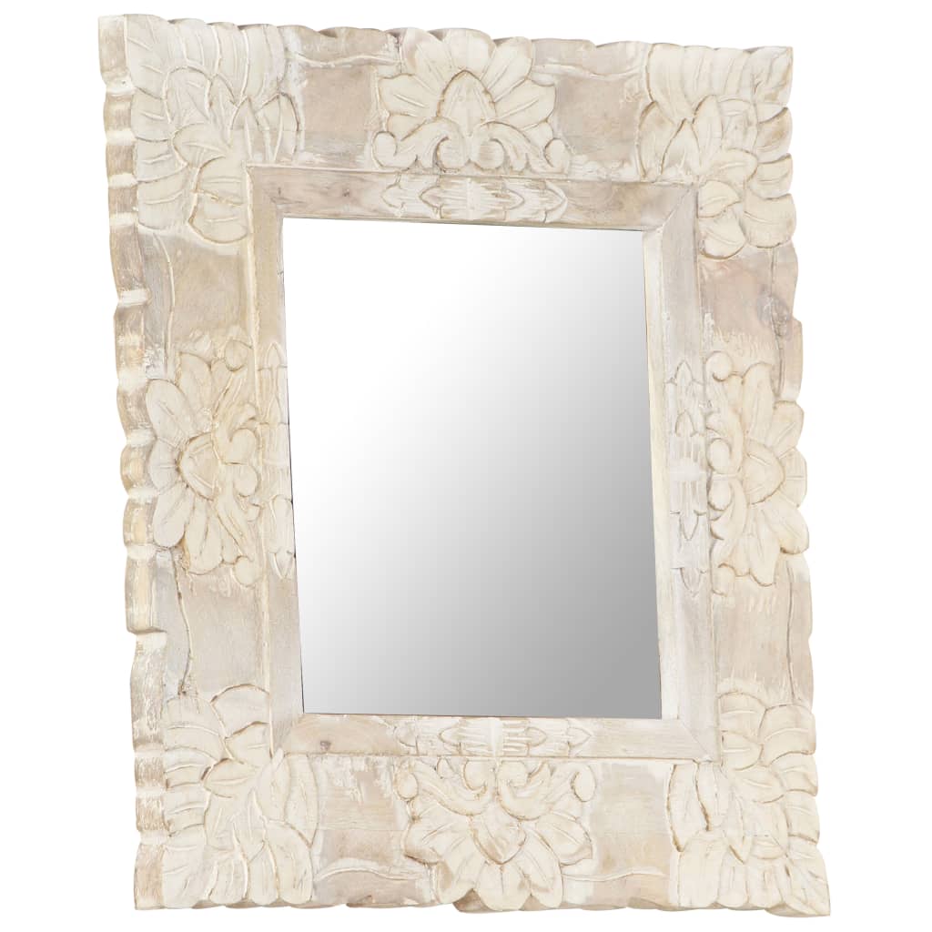 Miroir vidaxl 50x50 cm en bois de mangue solide blanc