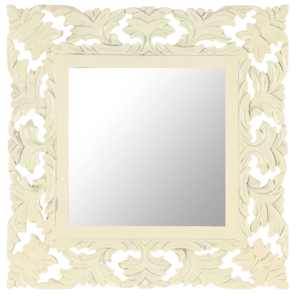 Vidaxl Mirror Hand -Cut 50x50 cm Solid Mango Wood White