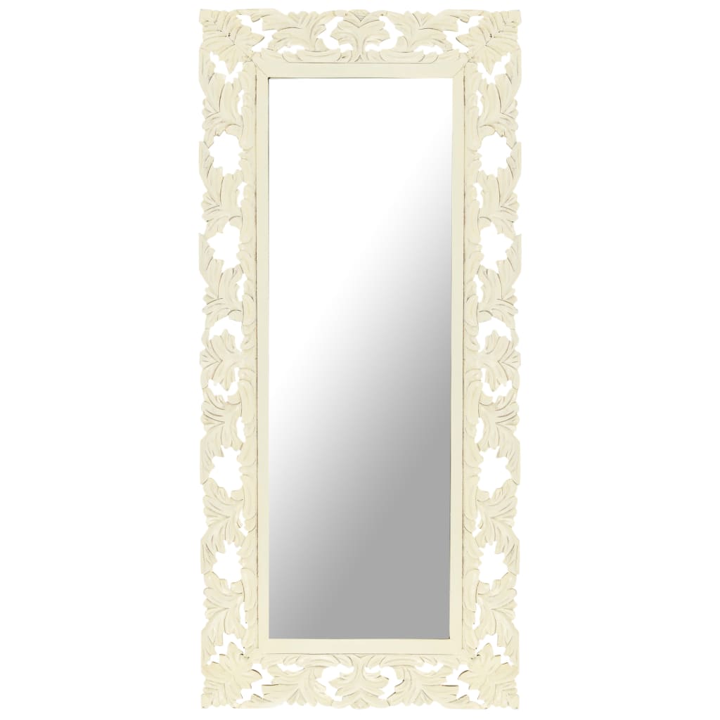 Vidaxl Mirror Hand -Cut 110x50 cm Solid Mango Wood White