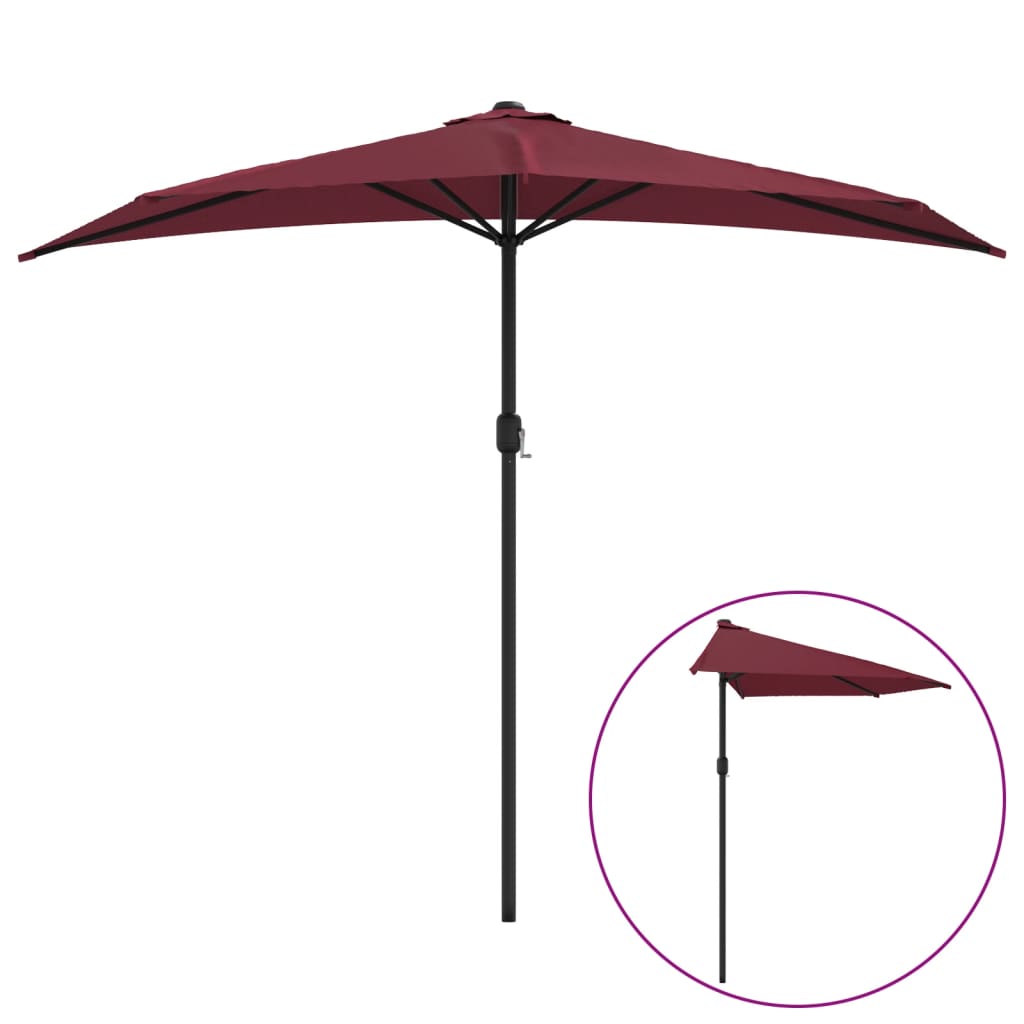 Vidaxl balkon parasol pół bieguna aluminium 270x144x222 cm Bordeaux Red