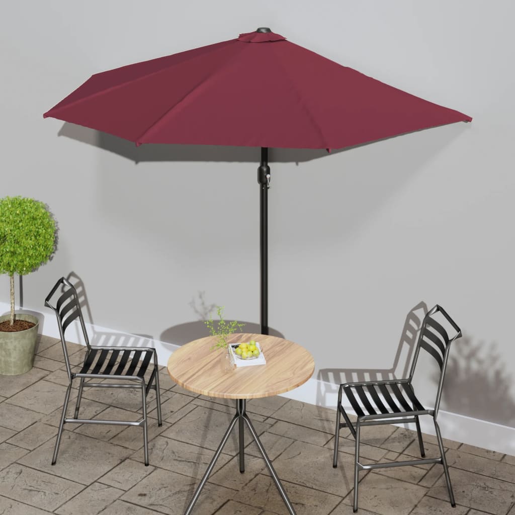 VidaXL Balkonparasol half aluminium paal 270x144x222 cm bordeauxrood