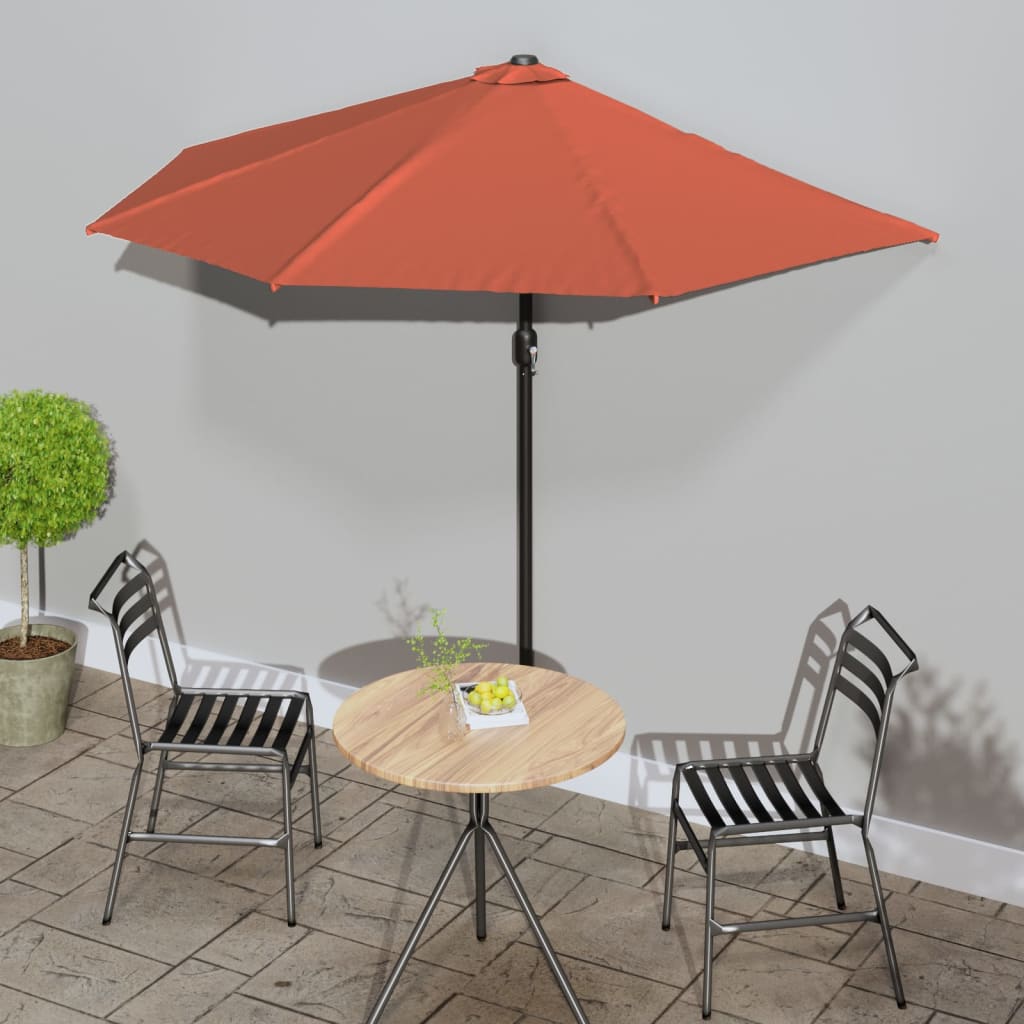 Vidaxl Balcony Parasol Half con polo de aluminio 270x144x222 cm terracota