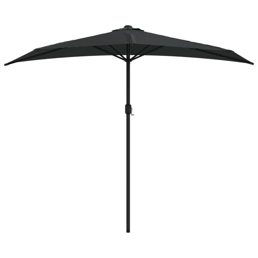 Vidaxl balcon parasol moitié avec poteau en aluminium 270x144x222 cm noir