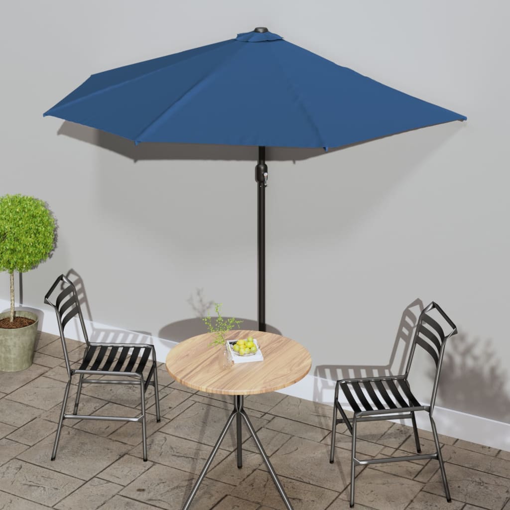 VidaXL Balkonparasol half met aluminium paal 270x144x222 cm blauw