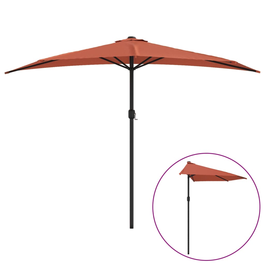 BIDAXL BALCONY PARASOL HALV MED ALUMINUM POLE 300X155X223 CM TERRACOTTA