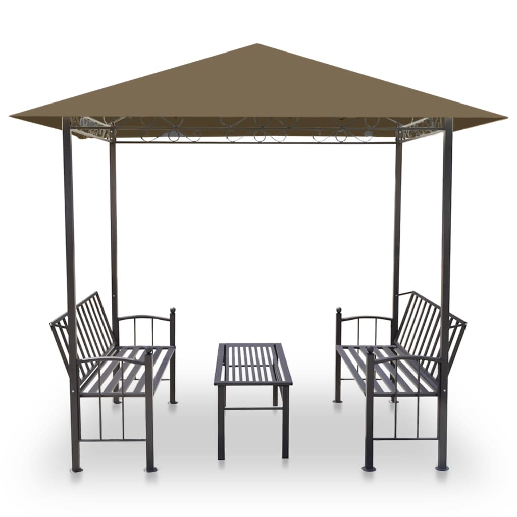 Vidaxl Garden Pavilion med bord og bænke 180 g m² 2,5x1,5x2,4 m taupe