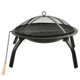 Vidaxl Fire Bowl and Barbecue 2-i-1 med poker 56x56x49 cm stål