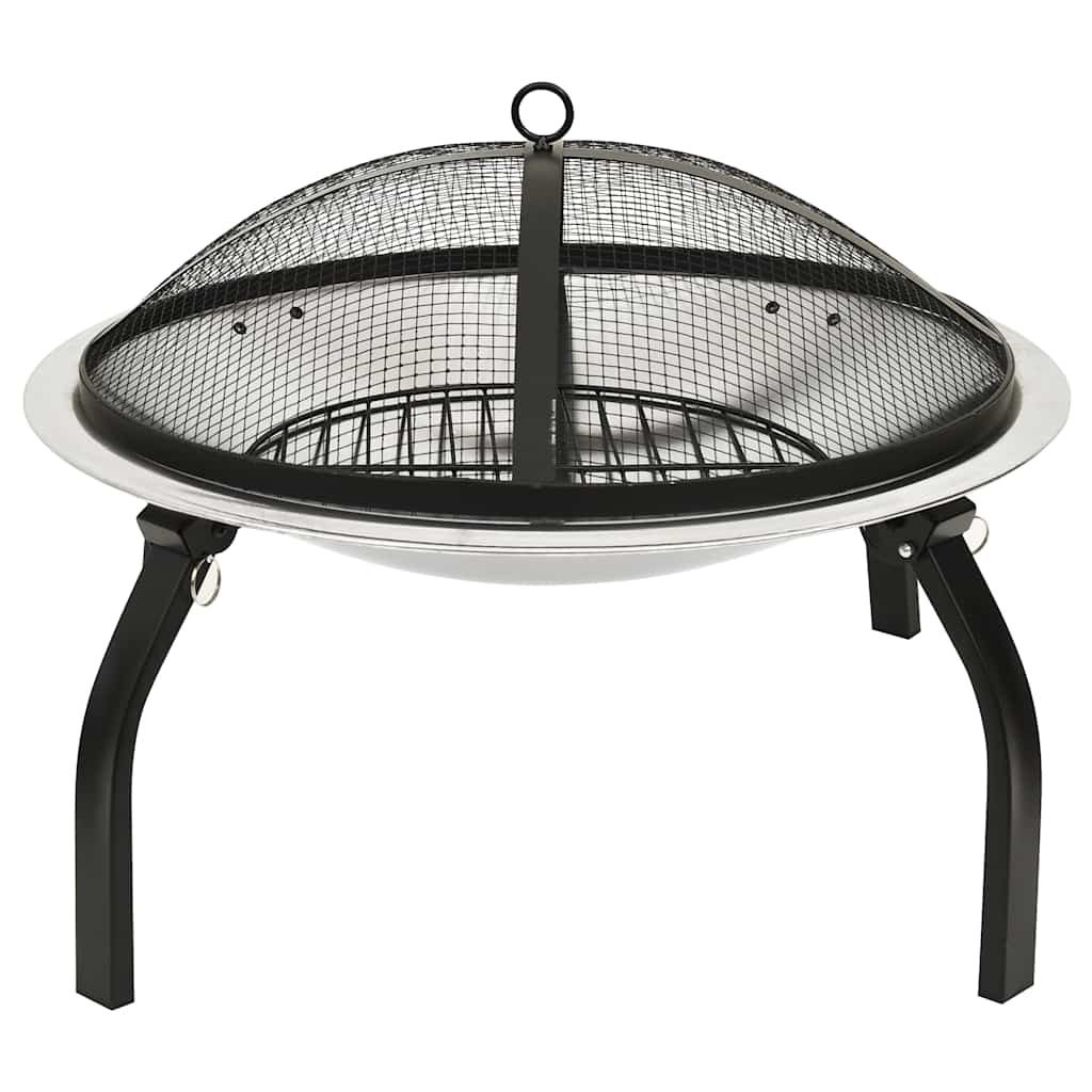 Vidaxl Fire Bowl and Barbecue 2-i-1 med poker 56x56x49 cm rostfritt stål