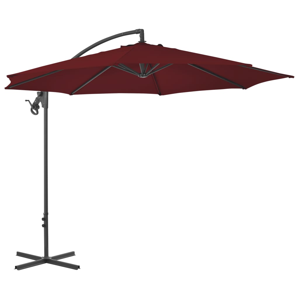 VidaXL Zweefparasol met stalen paal 300 cm bordeauxrood