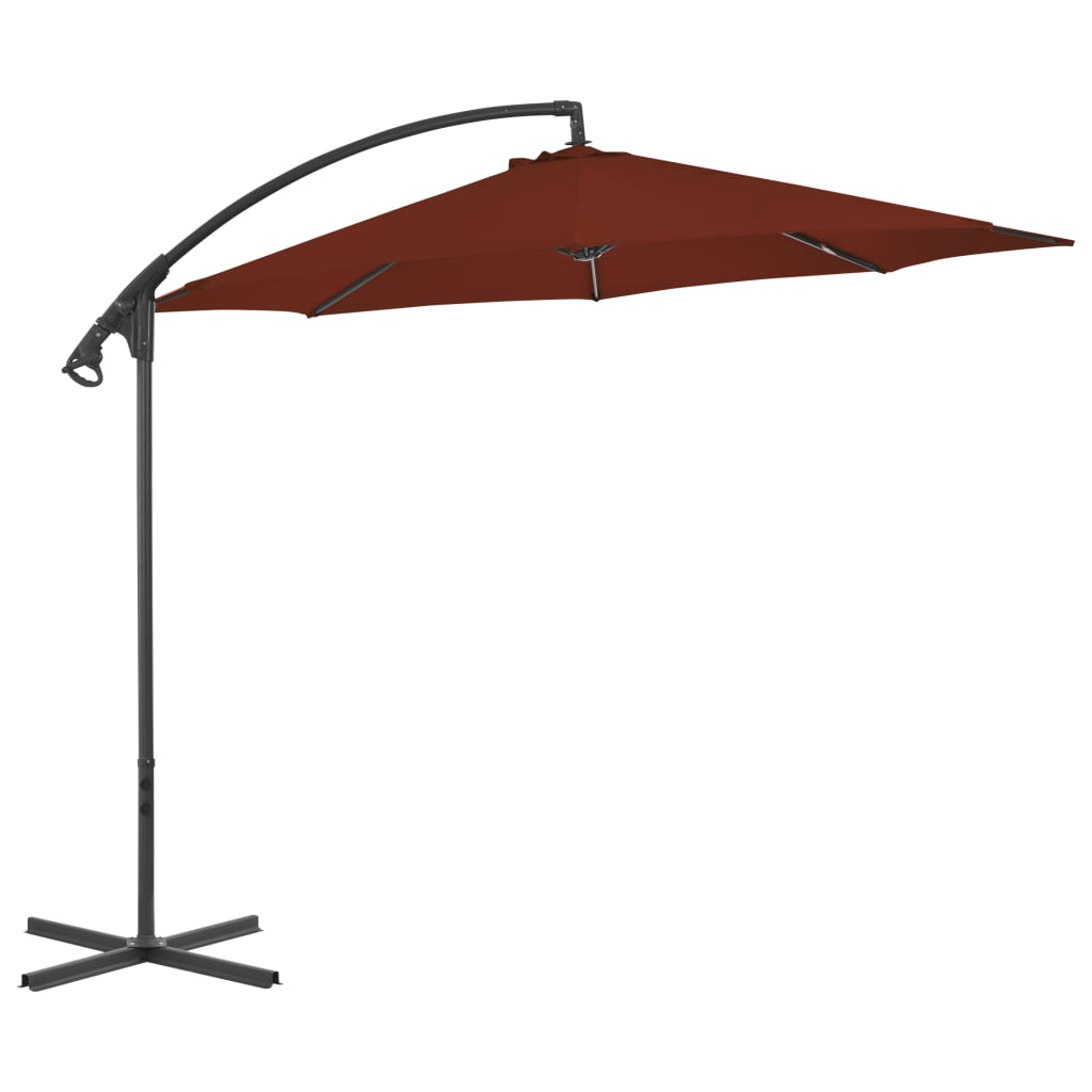 VidaXL Zweefparasol met stalen paal 300 cm terracottakleurig