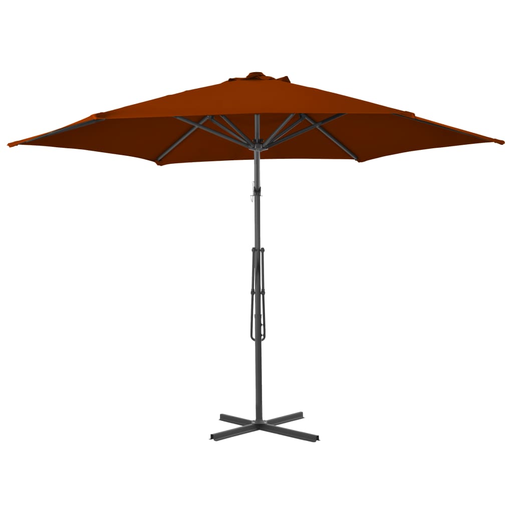 Vidaxl -parasol med stålstang 300x230 cm terracotta -farvet