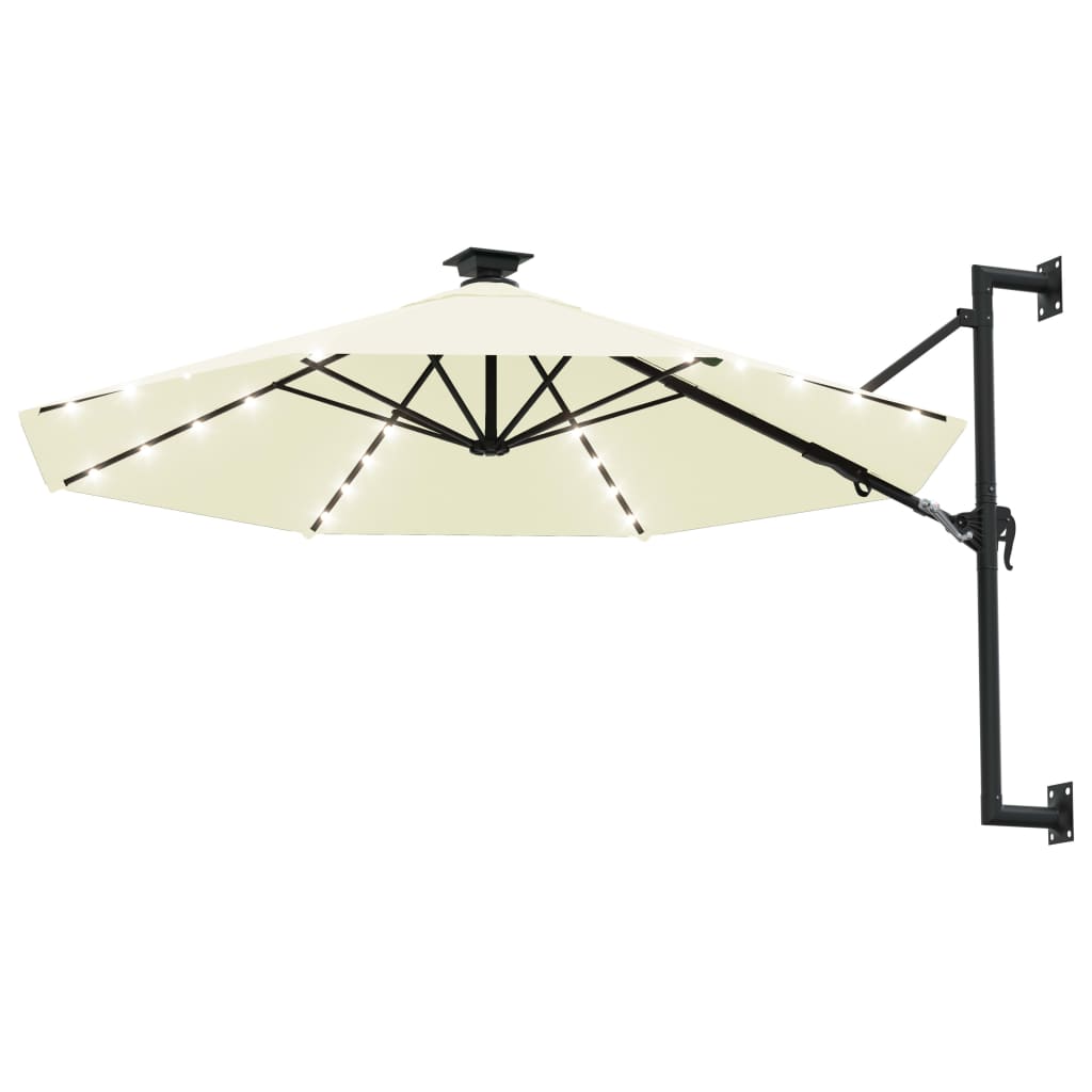 VidaXL Wandparasol met LED's 300 cm zandkleurig