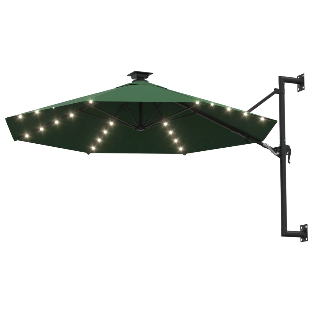 VidaXL Wandparasol met LED's 300 cm groen