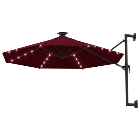 VidaXL Wandparasol met LED's 300 cm bordeauxrood