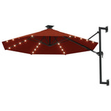 VidaXL Wandparasol met LED's 300 cm terracottakleurig