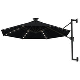 Vidaxl Wall parasol with LEDs 300 cm Black