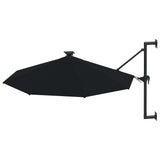 Vidaxl Wall parasol with LEDs 300 cm Black