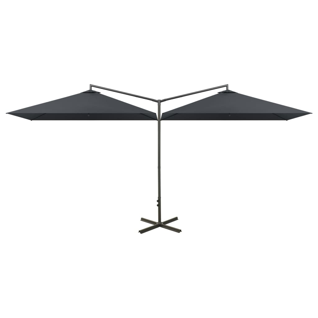 Vidaxl -parasol dobbelt med stålstang 600x300 cm Antracitt -farget