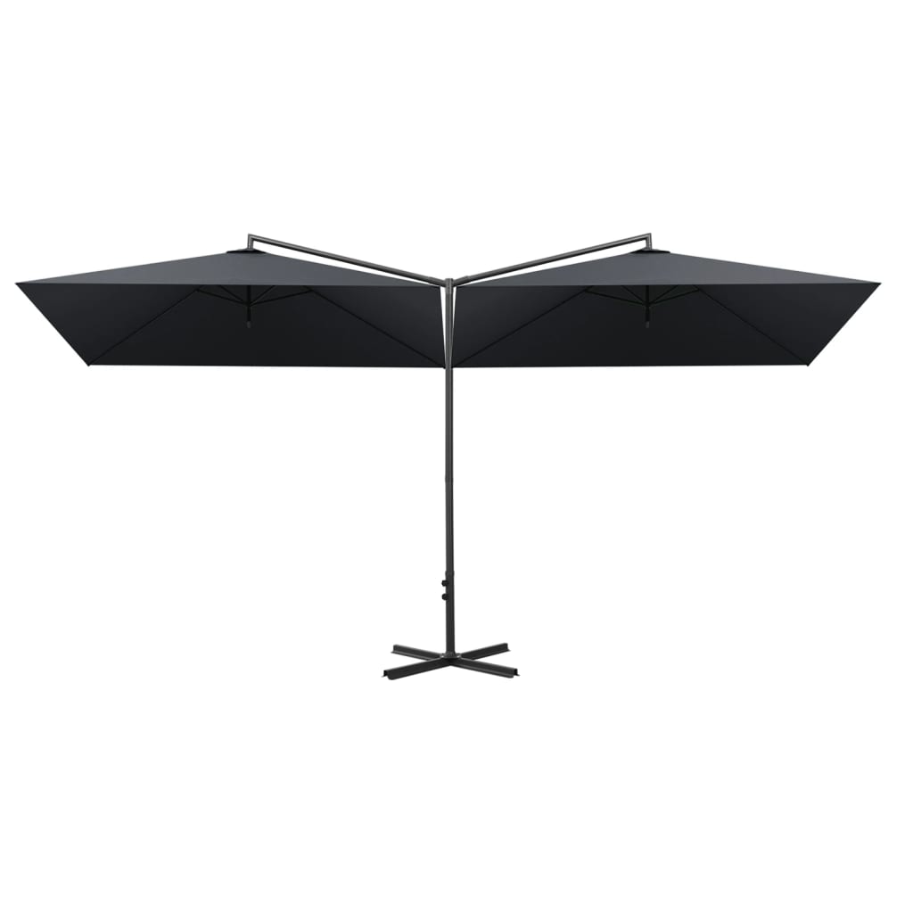 Vidaxl -parasol dobbelt med stålstang 600x300 cm Antracitt -farget