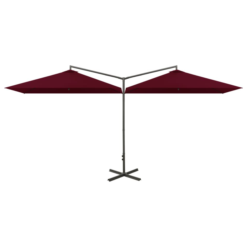 Vidaxl Parasol Double with steel pole 600x300 cm Bordeaux red