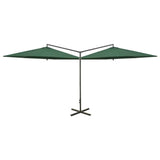 Vidaxl Parasol Double s ocelovým pólem 600 cm zelená