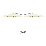 Vidaxl Parasol dvojnik z jeklenim drogom 600 cm pesek -obarvan