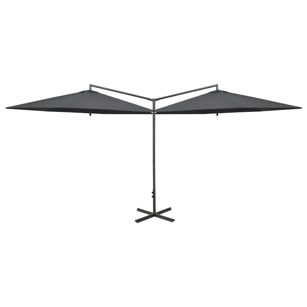 Vidaxl Parasol Double con poste de acero 600 cm de antracita