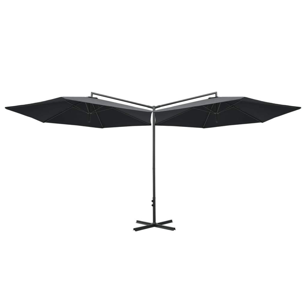 Vidaxl Parasol Double con poste de acero 600 cm de antracita