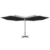 Vidaxl Parasol Double con poste de acero 600 cm de antracita