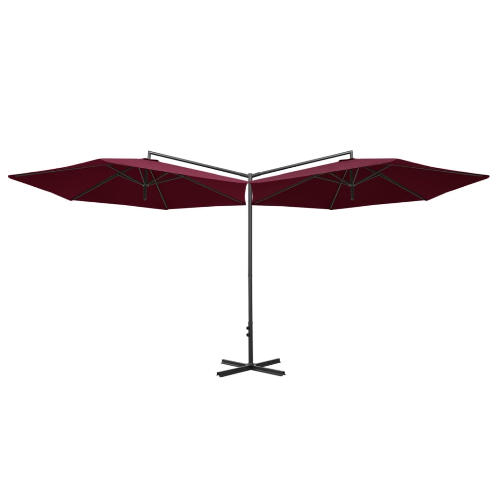 Vidaxl Parasol dubbel med stålstång 600 cm Bordeaux röd