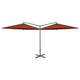 Vidaxl Parasol Doppel mit Stahlpol 600 cm Terrakotta -gelöscht