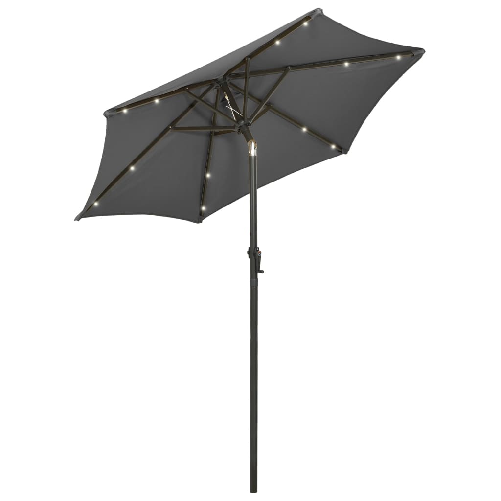 Vidaxl Parasol z LED osvetlitvijo 200x211 cm aluminijasta antracitna barva