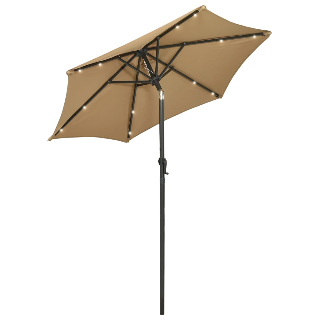 Vidaxl Parasol with LED lighting 200x211 cm aluminum taupe