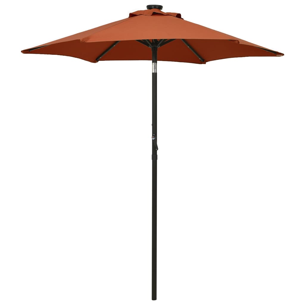 Bidaxl -parasol med LED -belysning 200x211 cm aluminium terrakotta