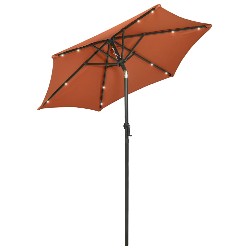 Bidaxl -parasol med LED -belysning 200x211 cm aluminium terrakotta