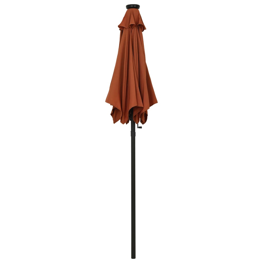 Bidaxl -parasol med LED -belysning 200x211 cm aluminium terrakotta