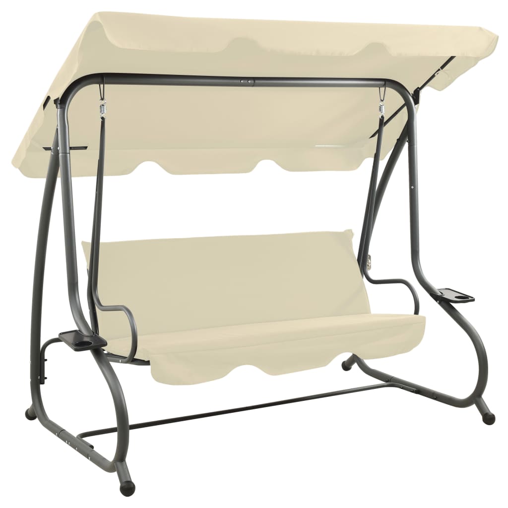 VidaXL Swing Bench For Outdoor with Luifel Sand White